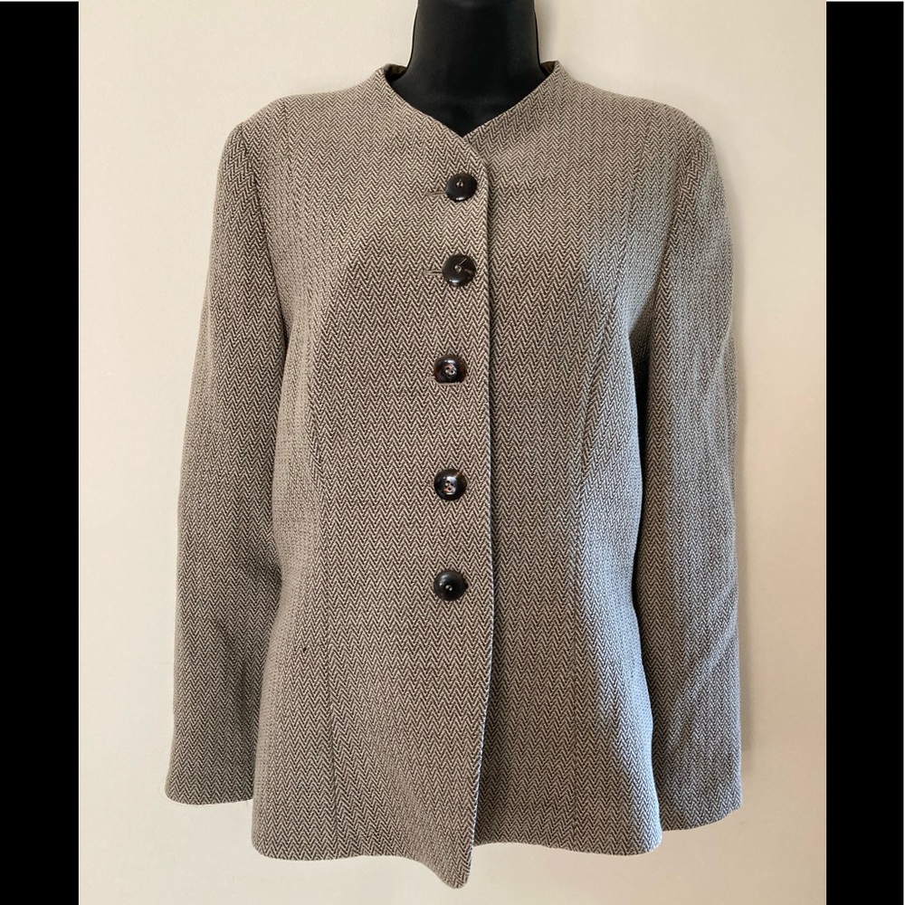 ARMANI COLLEZIONI WOOL BLEND HERRINGBONE BLAZER. 8